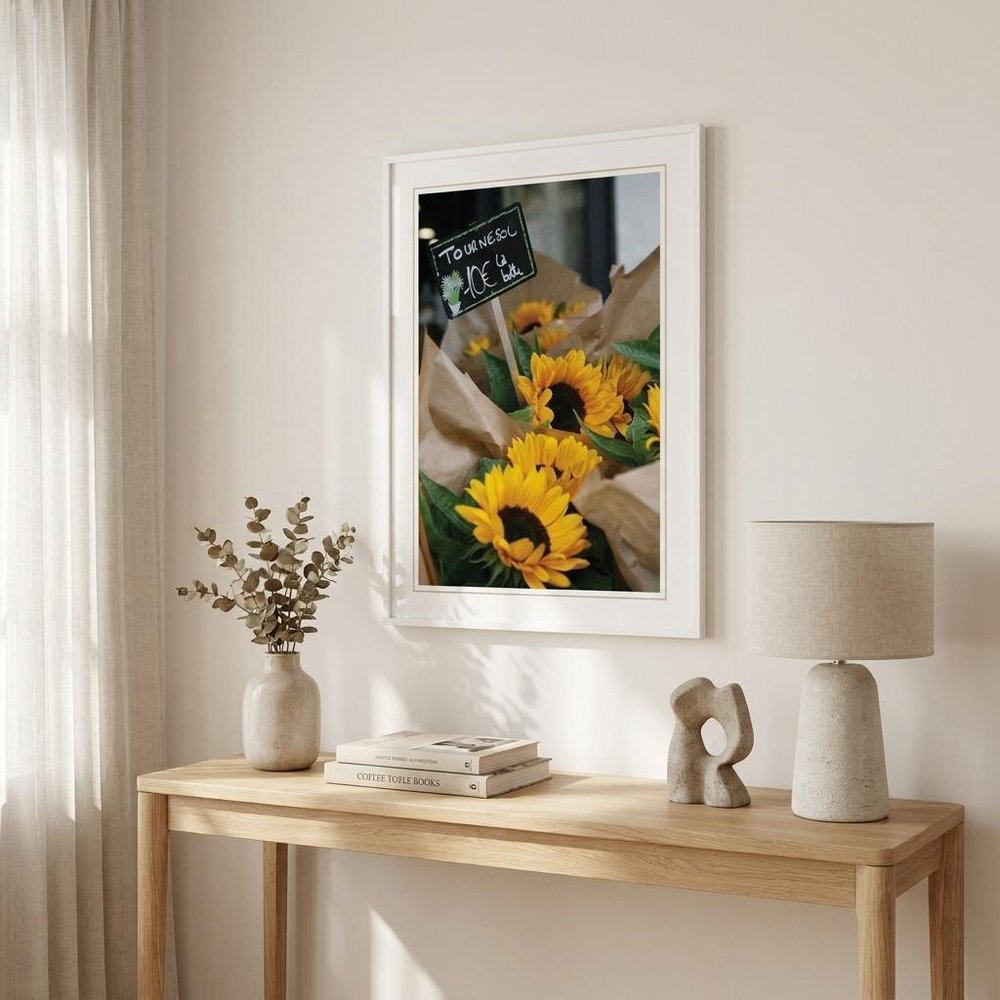 Sunflower Bouquet Black Framed Print Wall Art
