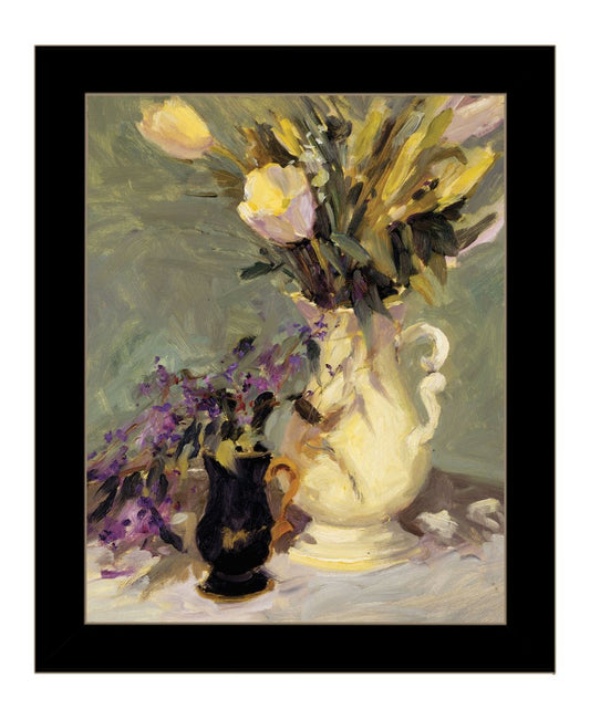 Tulips and Lavender Black Framed Print Wall Art