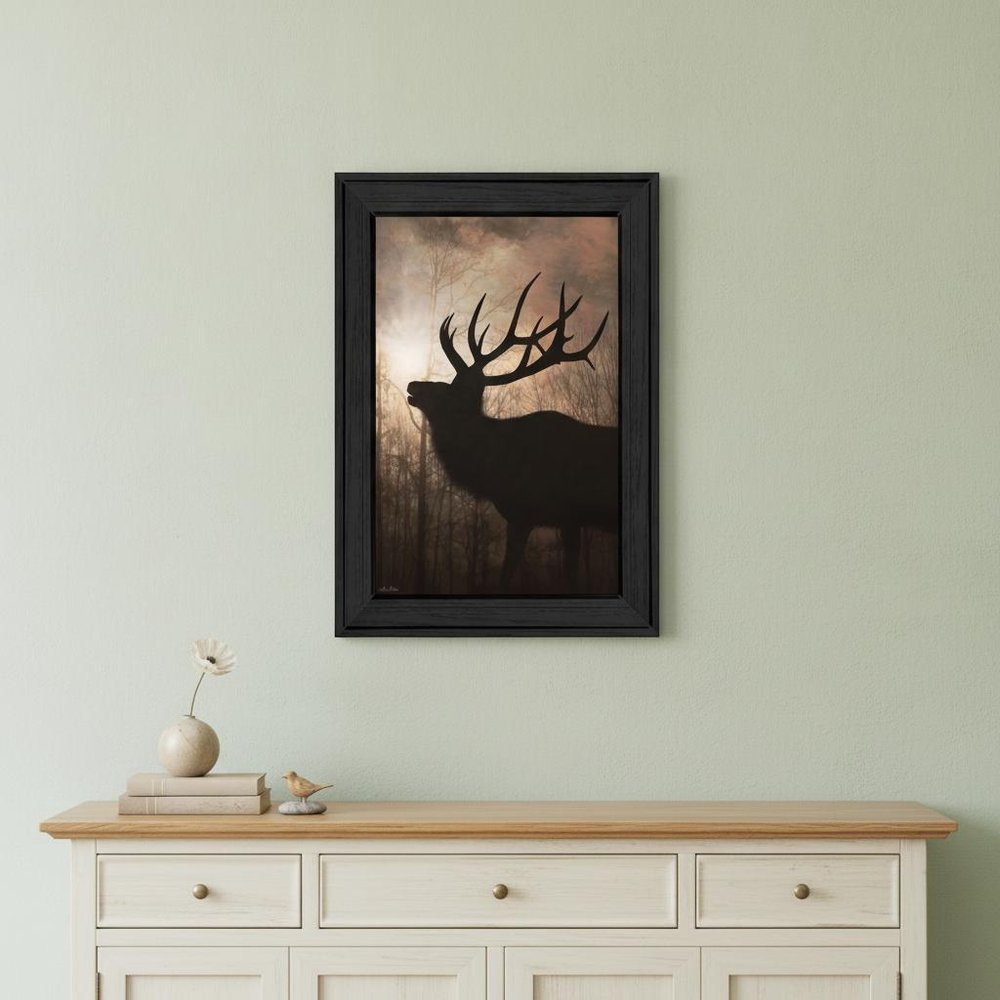 Elk Sunrise Black Framed Print Wall Art
