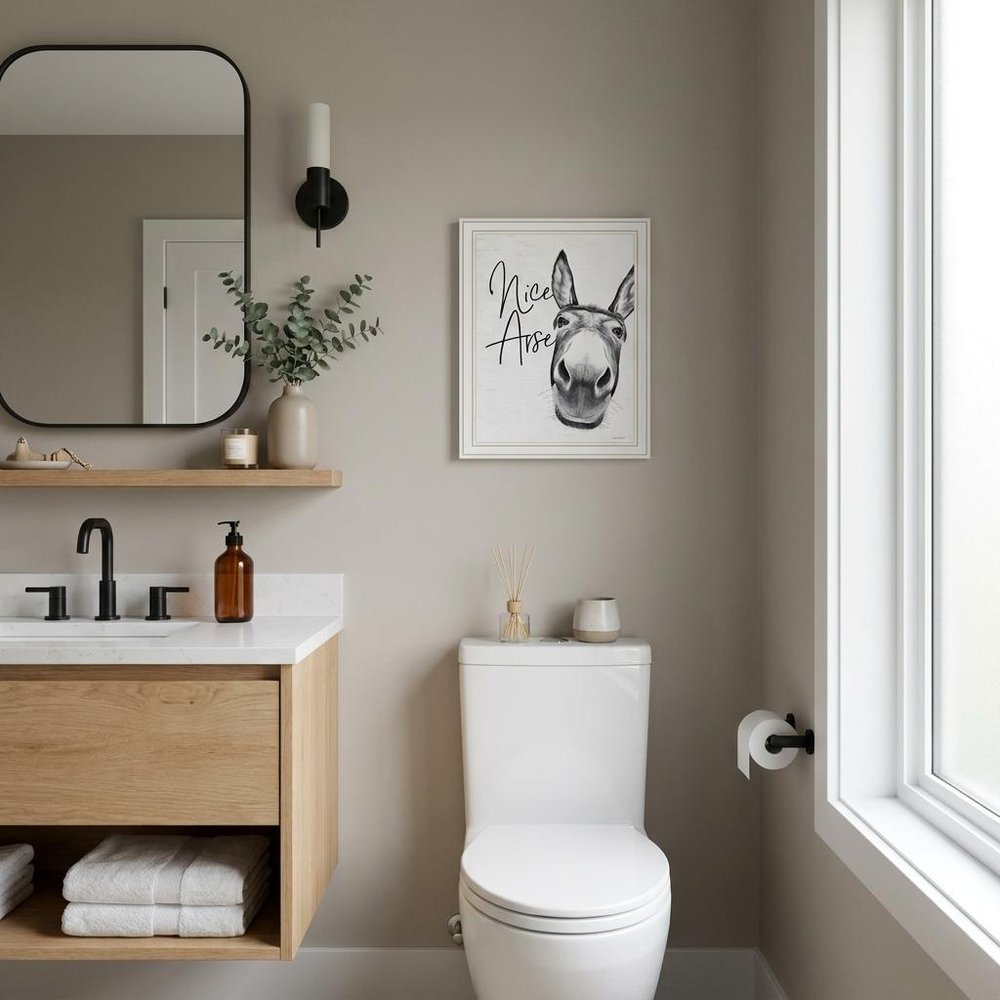 Nice Arse Black Framed Print Bathroom Wall Art