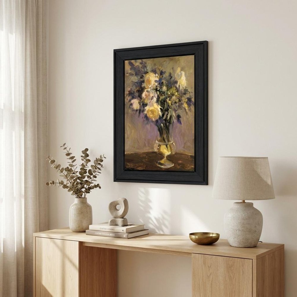 Evening Vase Black Framed Print Wall Art