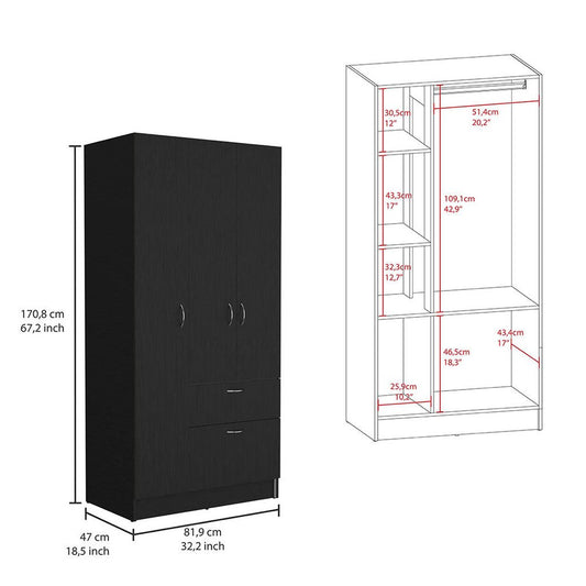 Two Piece Brown and Black Bedroom Set