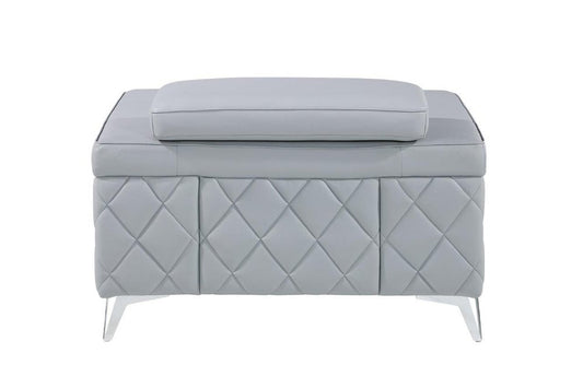 42" Light Gray And Silver Top Grain Leather Club Chair