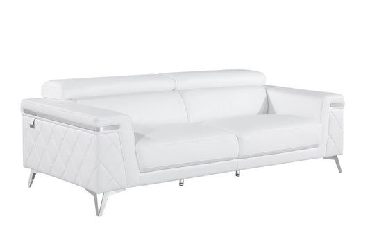 White Top Grain Leather Five Person Seating Set