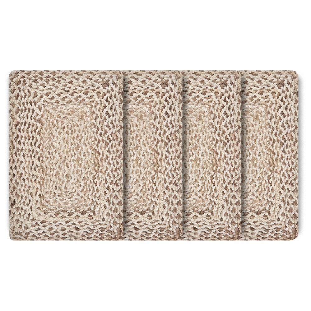 19" Set of Four Ivory And Natural Jute Placemats