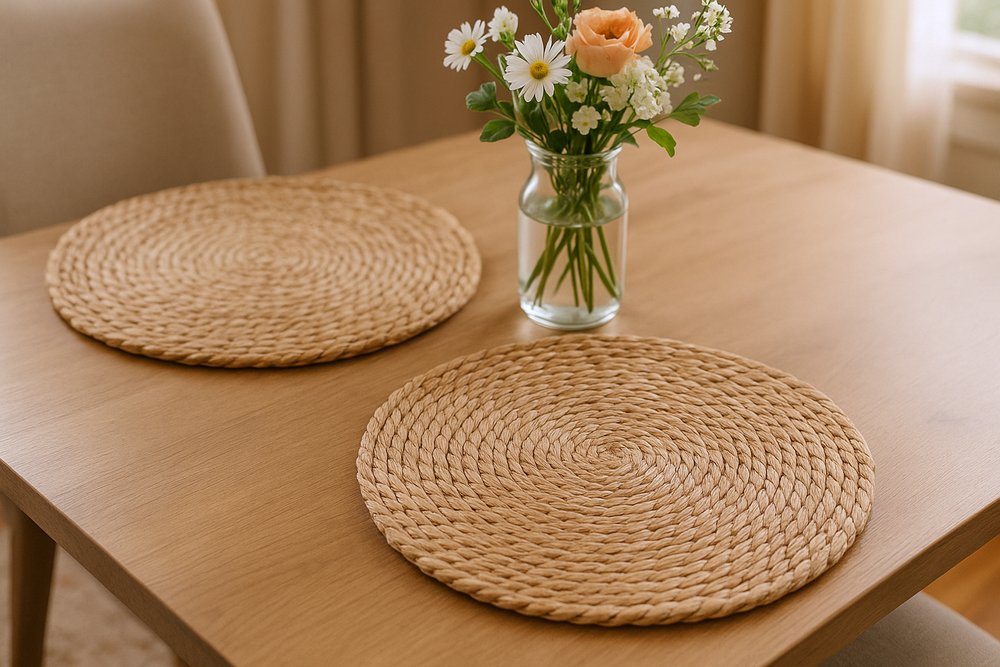 15" Set of Two Natural Jute Round Placemats