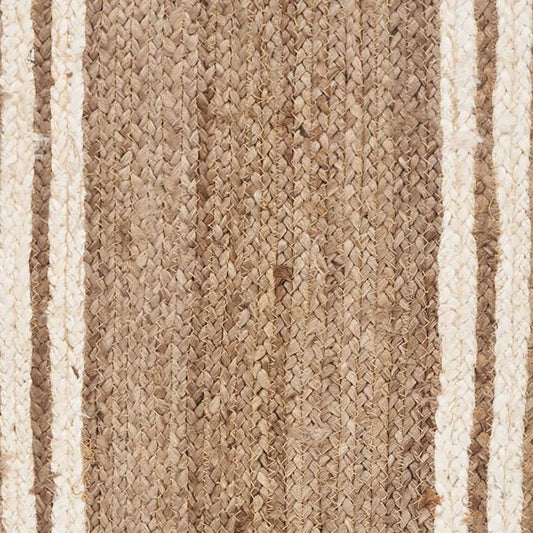 80" Natural And Cream Geometric Bordered Jute Table Runner