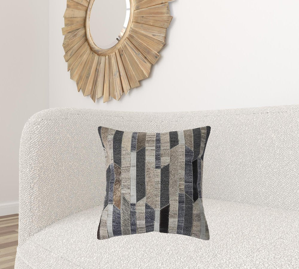 20" Beige and Gray Throw Pillow