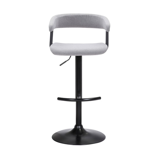 Light Gray and Black Fabric with Metal Swivel Adjustable Height Bar Chair