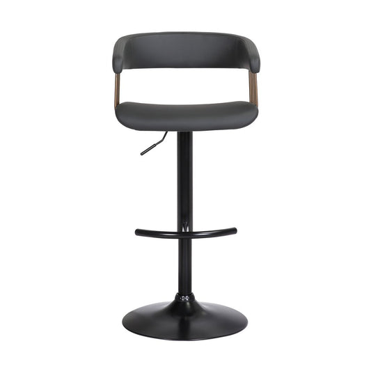 Black Faux Leather And Metal Swivel Adjustable Height Bar Chair