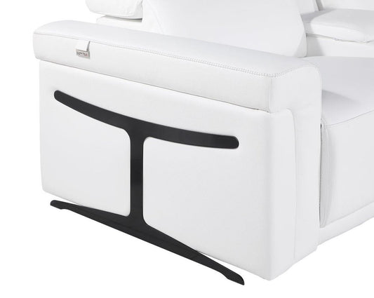 White Italian Leather Modular L Shaped Six Piece Corner Sectional With Console