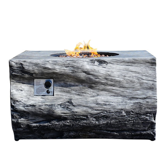 50000 BTU 40" Gray Aluminum Natural Gas Rectangular Fire Pit With Cover