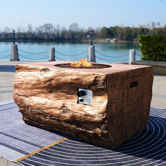 50000 BTU 40" Brown Aluminum Natural Gas Rectangular Fire Pit With Cover