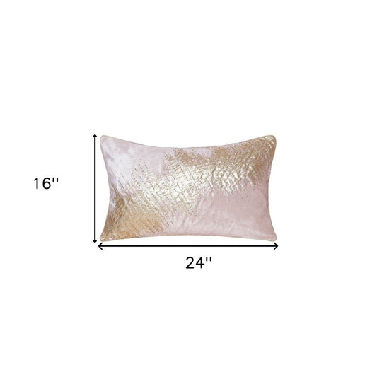 16" X 24" Gold Abstract Throw Pillow with Beads