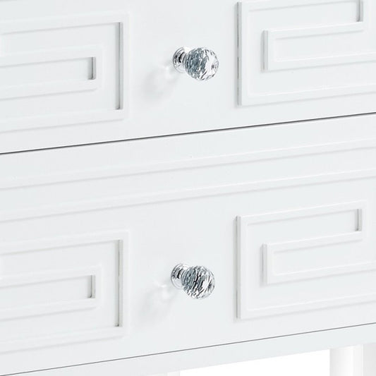 24" White And Clear Wood And Acrylic End Table With Two Drawers