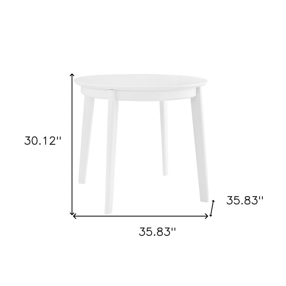 36" White Wood Round Top Dining Table