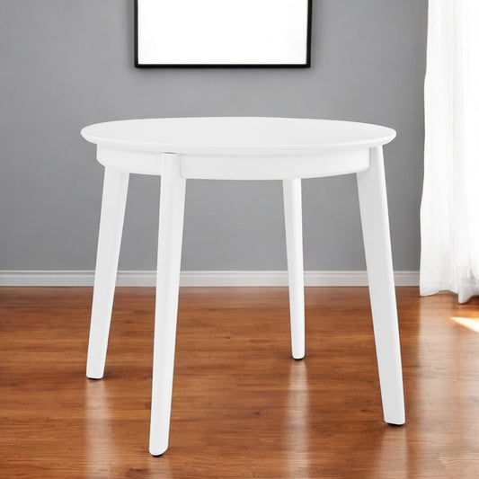 36" White Wood Round Top Dining Table