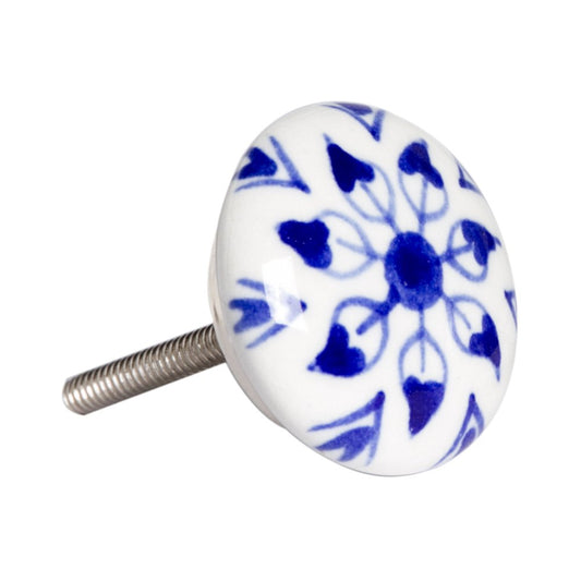 Set of Eight Blue And White Ceramic And Metal Drawer Pull Knobs