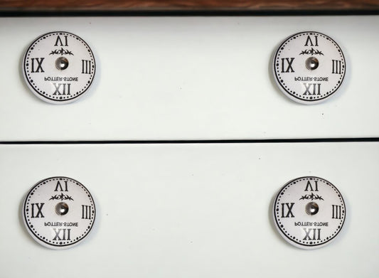 Set of Eight Black And White Ceramic And Metal Drawer Pull Knobs