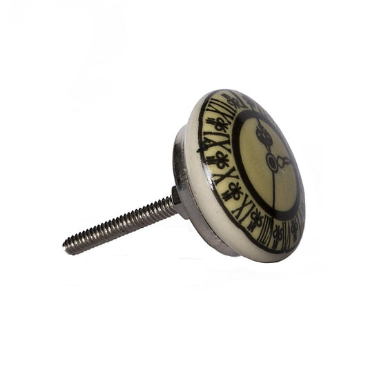 Set of Eight Black And Off White Ceramic And Metal Drawer Pull Knobs