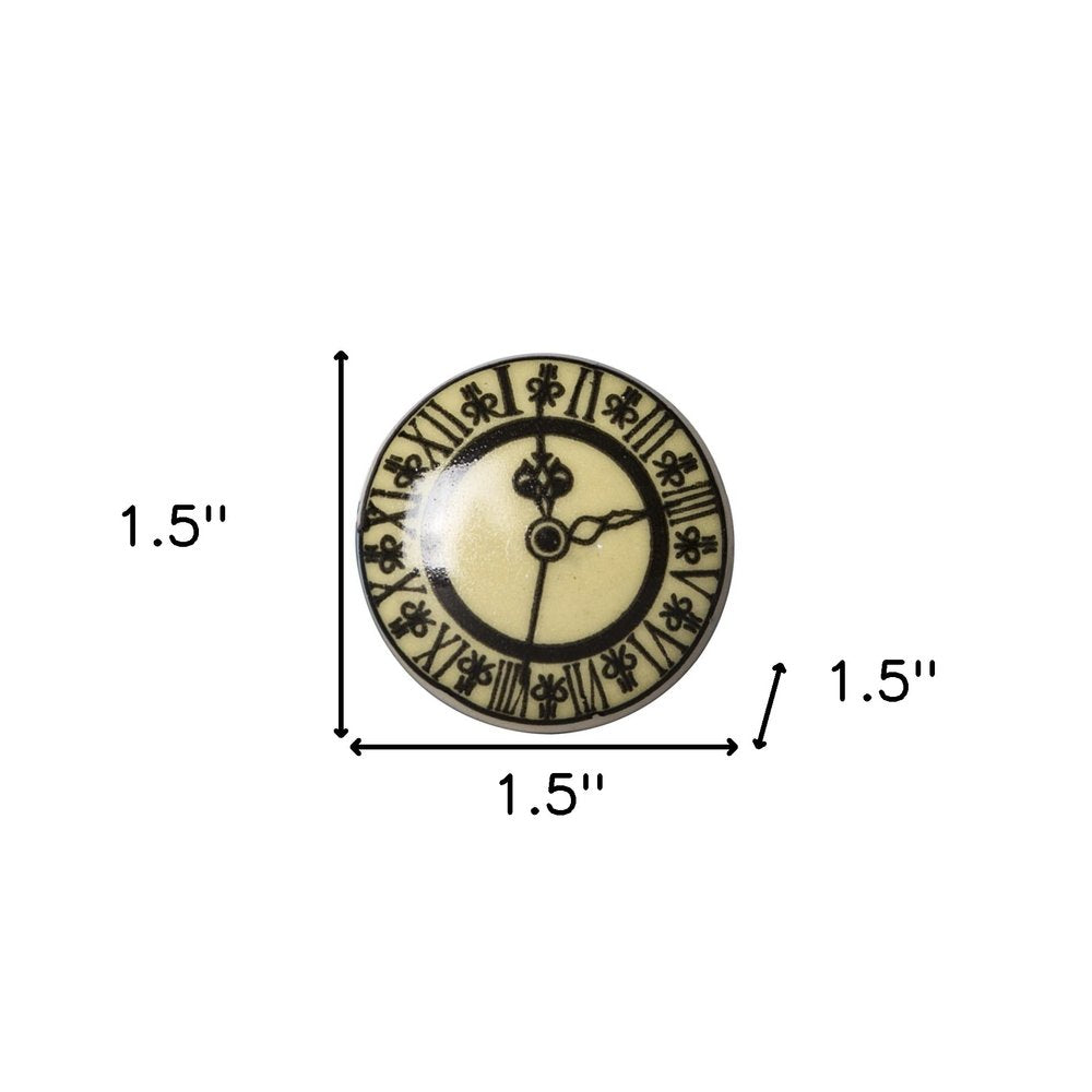 Set of Eight Black And Off White Ceramic And Metal Drawer Pull Knobs