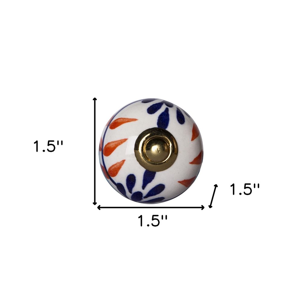 Set of Eight Blue And White Ceramic And Metal Drawer Pull Knobs