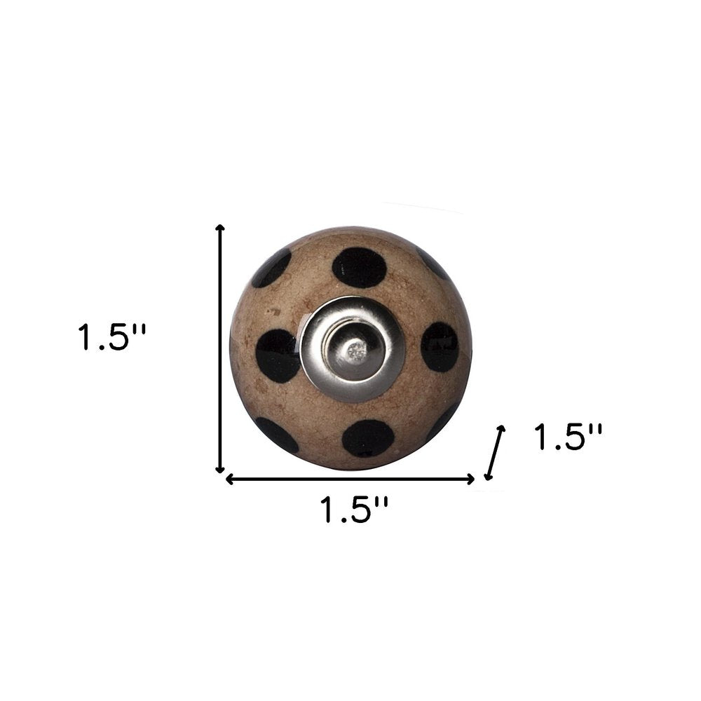 Set of Eight Brown And Black Ceramic And Metal Drawer Pull Knobs