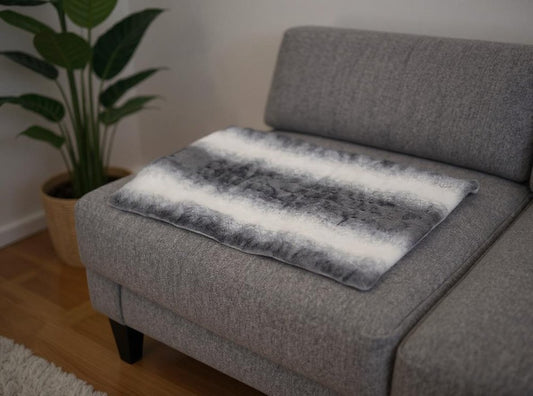 12" X 24" Gray Ombre Faux Fur Heated Plush Lap Pad