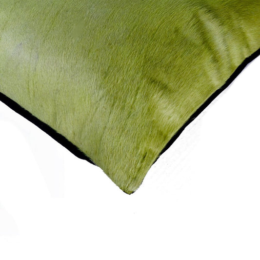 18" Lime Green Cowhide Throw Pillow