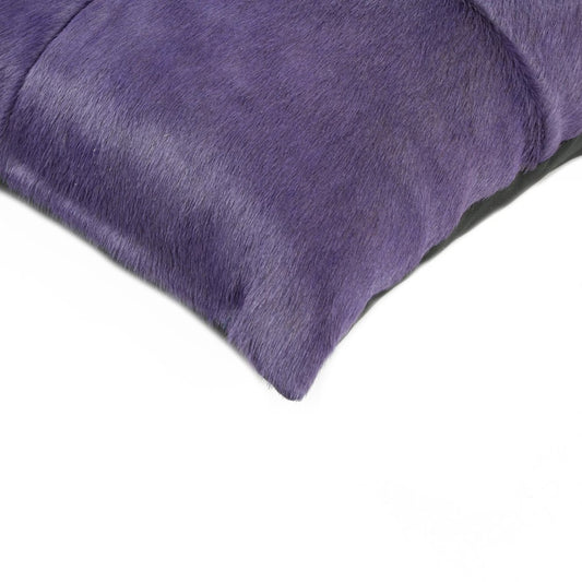 Set of Two 18" Purple Cowhide Throw Pillows