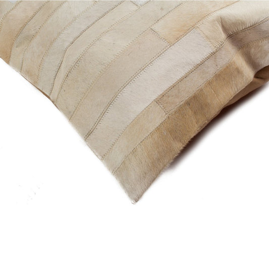12" X 20" Natural Patchwork Cowhide Lumbar Throw Pillow
