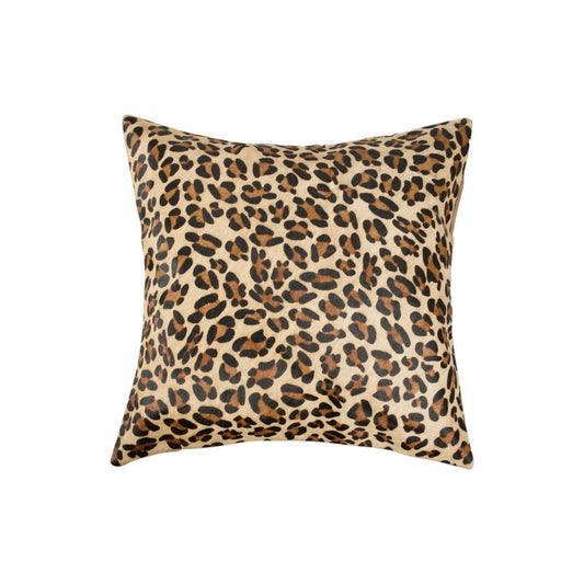Set of Two 18" Brown and Black Leopard Cowhide Throw Pillows