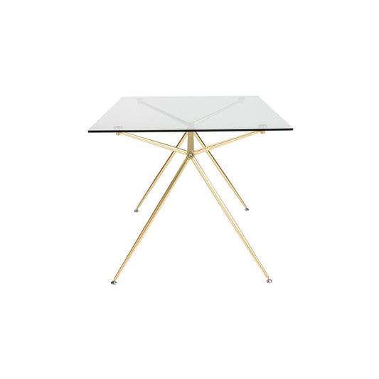 60" Clear And Gold Glass And Steel Dining Table