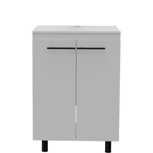 24" White Wood Freestanding Bathroom Vanity With Sink And Medicine Cabinet