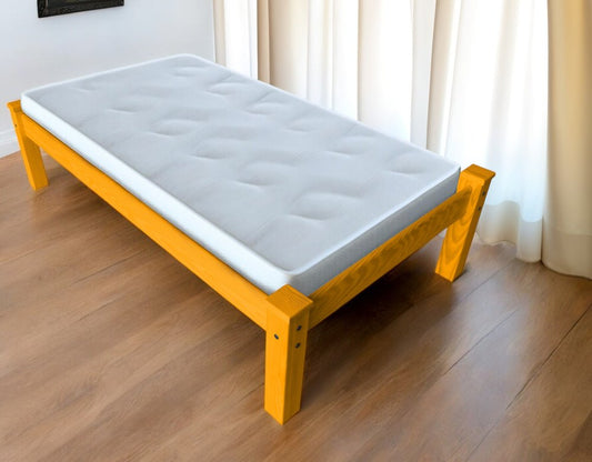 Yellow Solid Wood Twin Bed Frame
