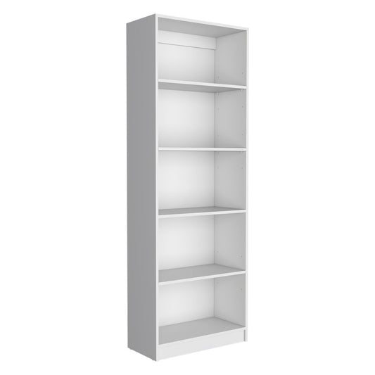 Set of Two White Wood Five Tier Modular Bookcase