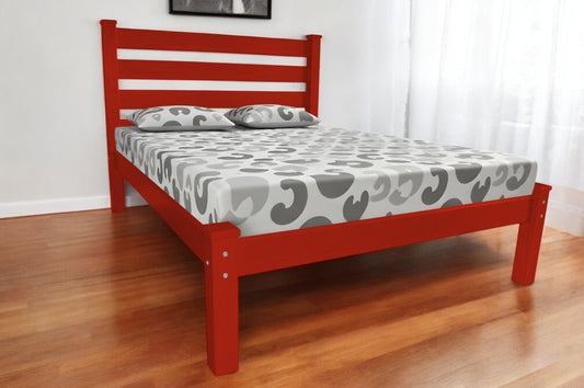 Red Solid Wood Twin Bed Frame