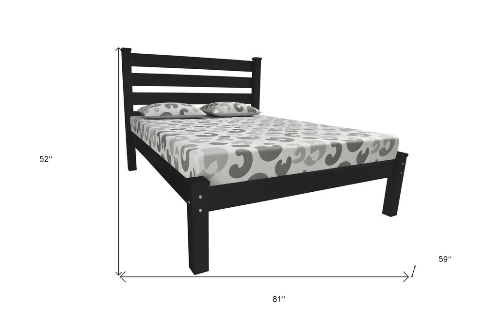 Black Solid Wood Full Bed Frame