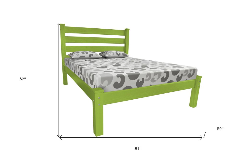 Lime Green Solid Wood Full Bed Frame