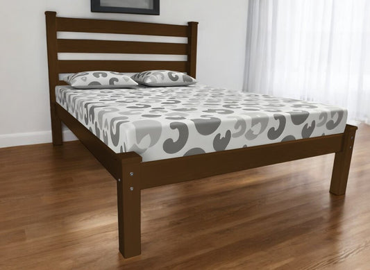 Brown Solid Wood Queen Bed Frame