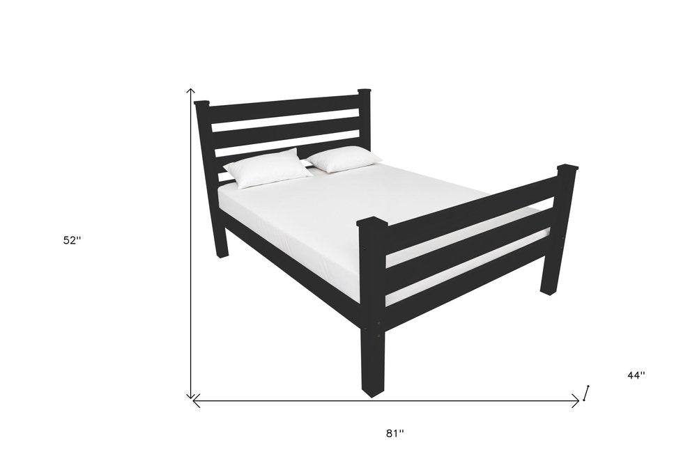 Black Solid Wood Twin Bed Frame