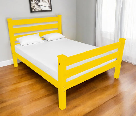 Canary Yellow Solid Wood Full Bed Frame