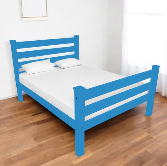 Caribbean Blue Solid Wood Queen Bed Frame
