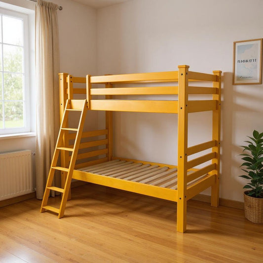 Yellow Twin Over Twin Solid Wood Bunk Bed