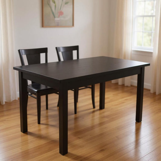 48" Black Solid Wood Dining Table