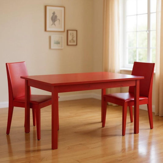 48" Fire Engine Red Solid Wood Dining Table