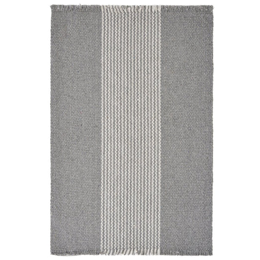19" Set of Four Gray And White Striped Cotton Placemats