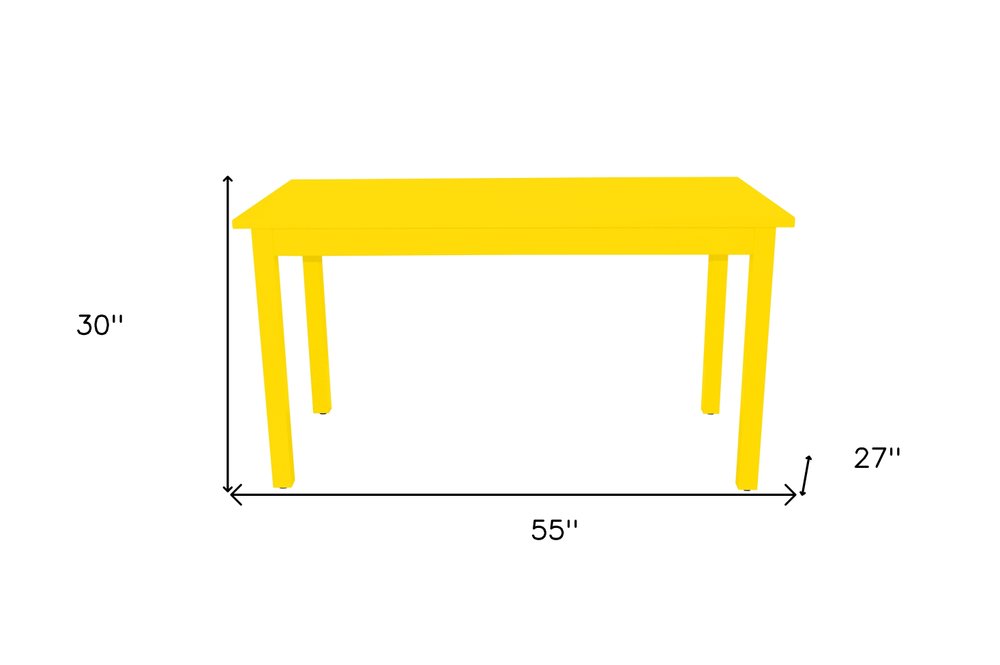 60" Yellow Solid Wood Dining Table