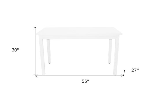 60" White Solid Wood Dining Table