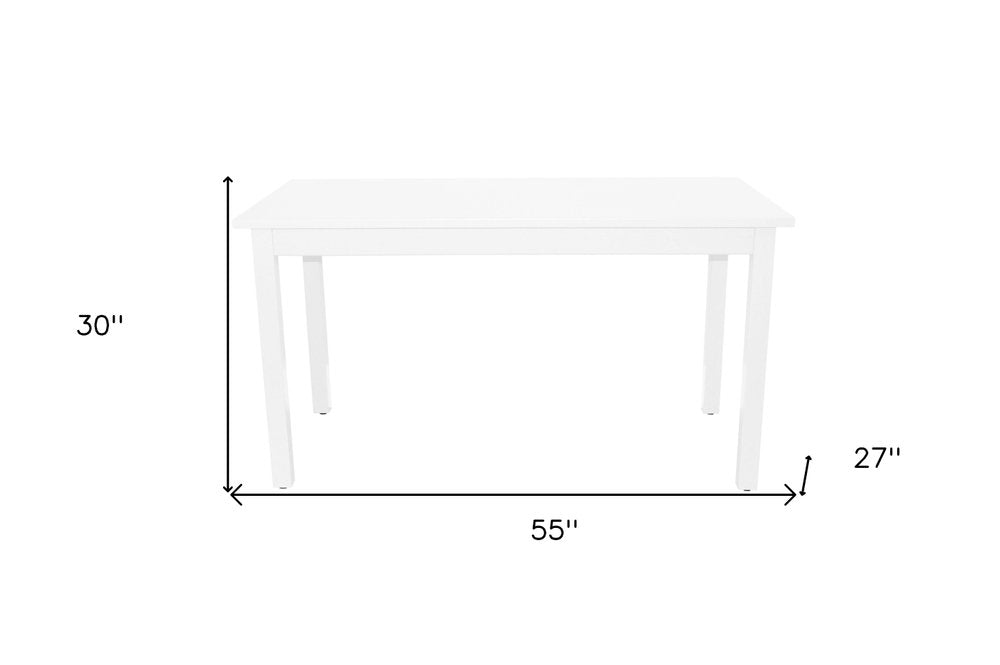 60" White Solid Wood Dining Table